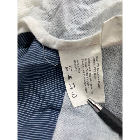 Striped Full-Size Bed Skirt 60% Cotton 40% Polyester Blue & White 92d - Picture 3 of 6